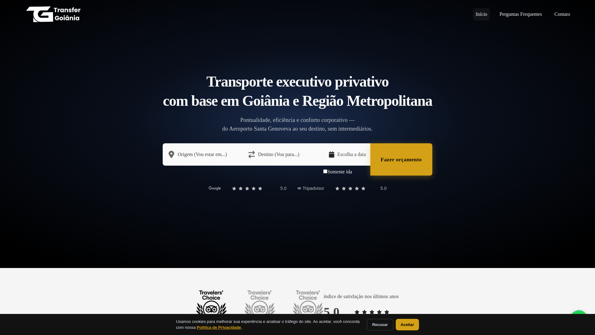 website screenshot of https://transferaeroportodegoiania.com.br/