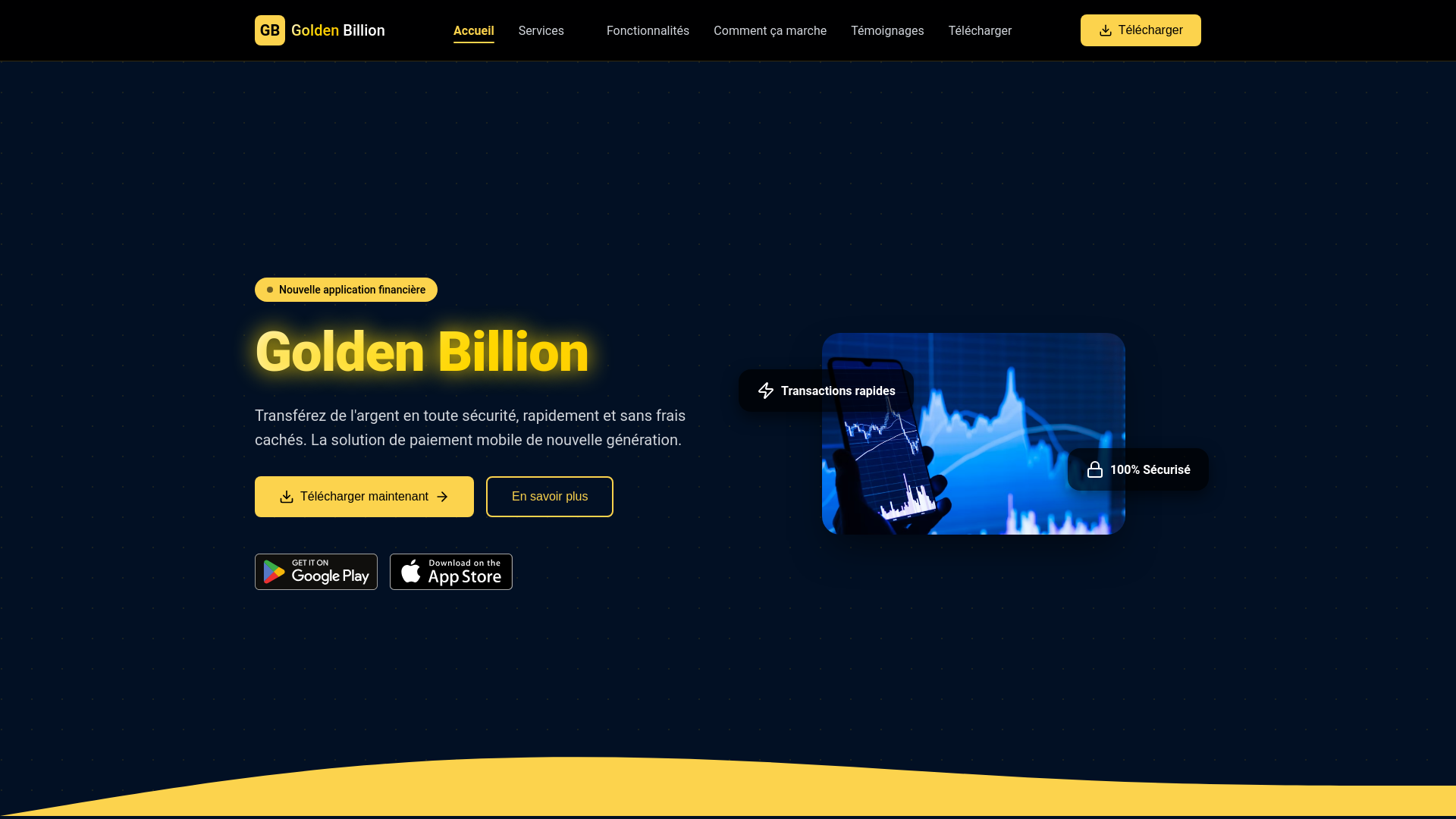 website screenshot of https://goldenbillions.com/
