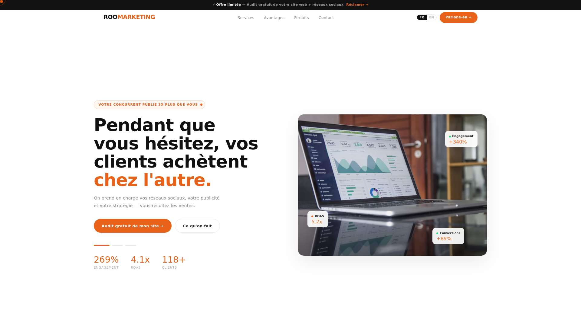 website screenshot of https://roomarketing.ca/