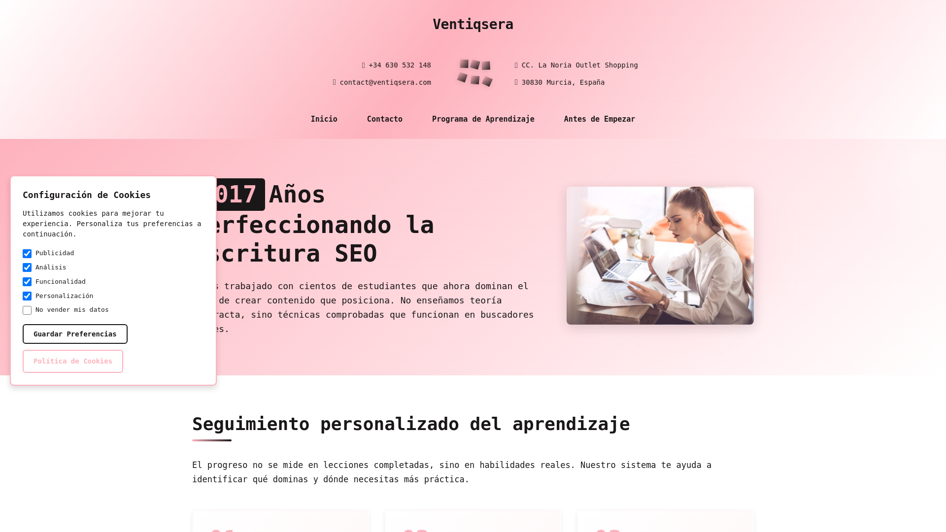 website screenshot of https://ventiqsera.com/