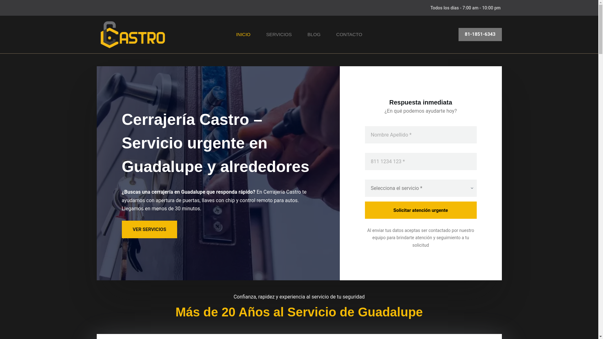 website screenshot of https://castrocerrajeria.com/