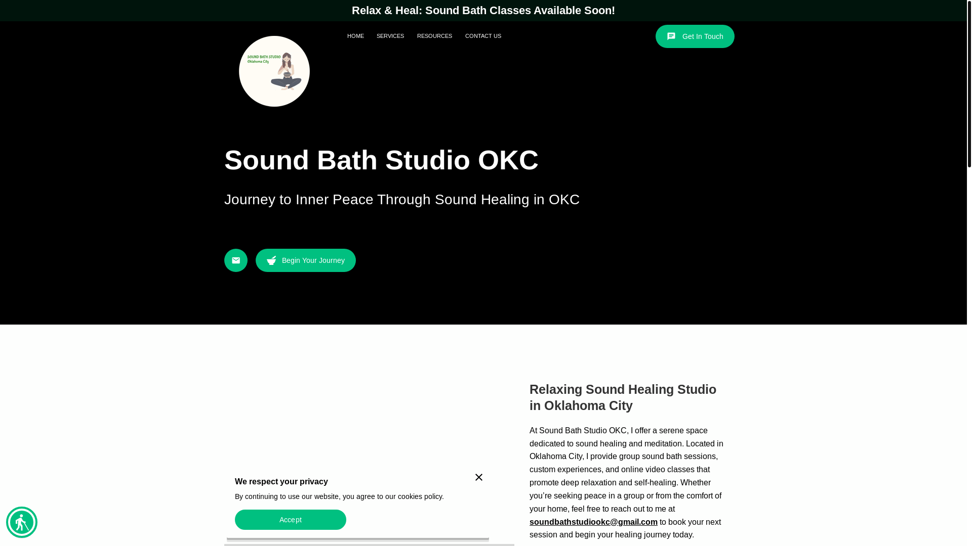 website screenshot of https://soundbathstudiookc.com/