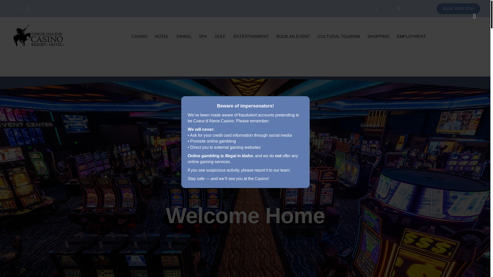 website screenshot of https://coeurdalemeresort.com/