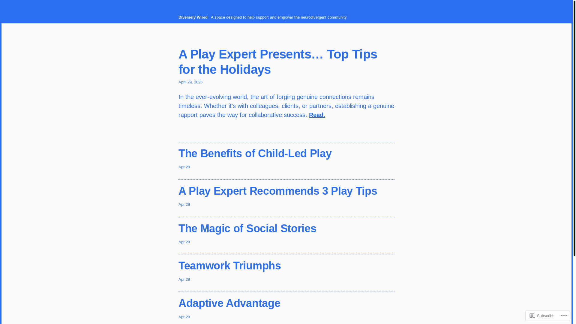 website screenshot of https://diverselywired.blog/