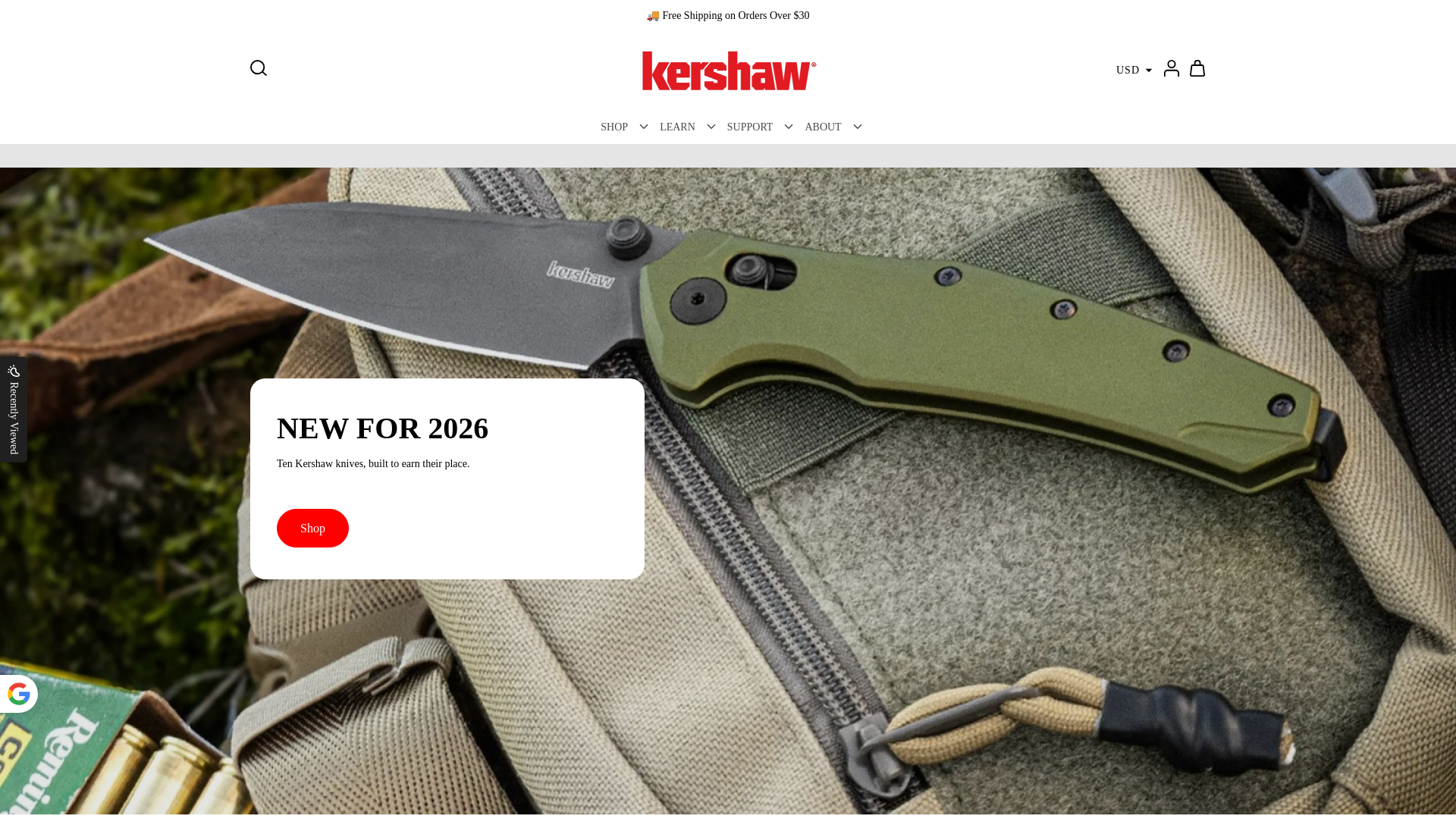 website screenshot of https://kershawkaiusa.com/