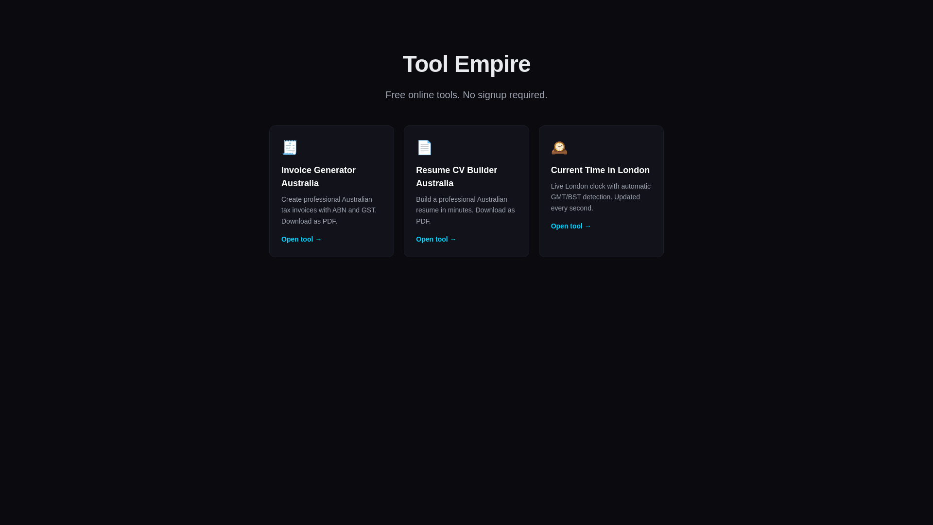 website screenshot of https://toolsempire.online/