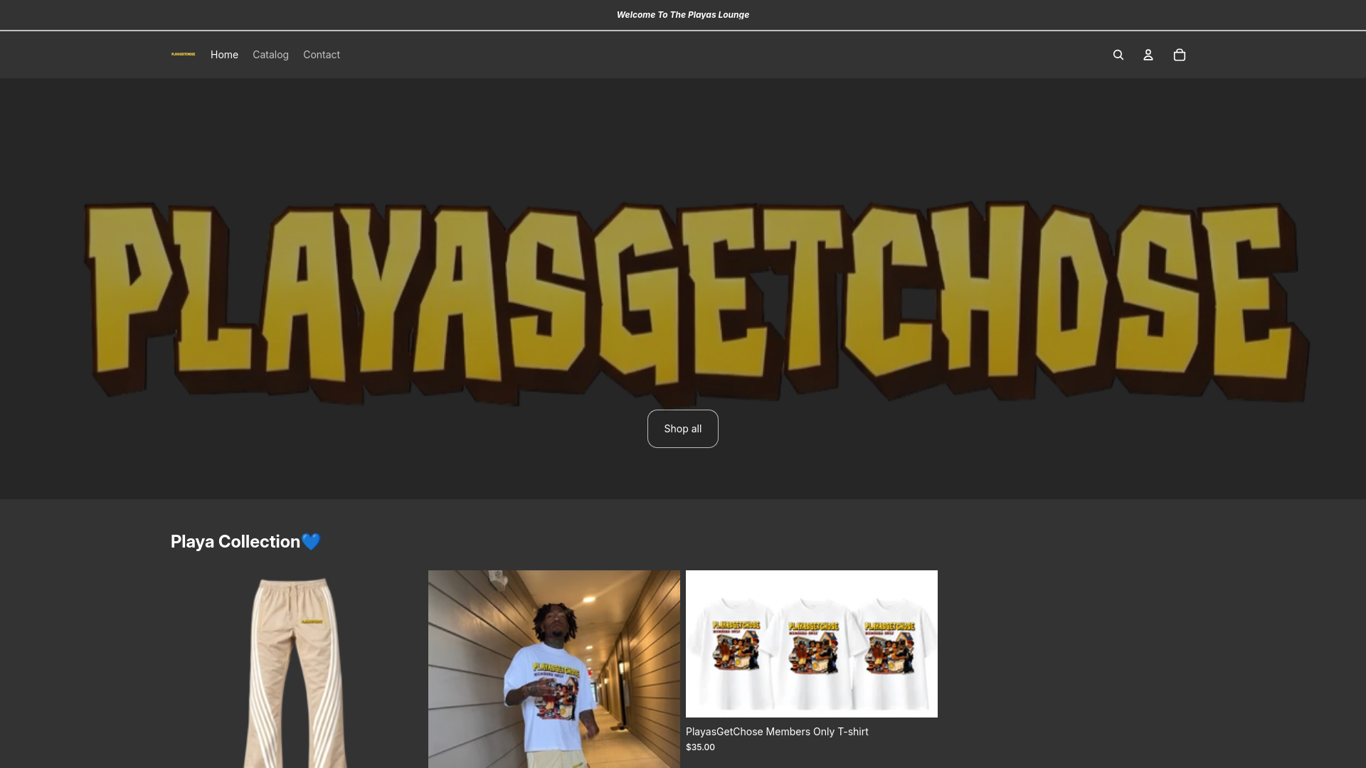 website screenshot of https://playasgetchoseofficial.com/