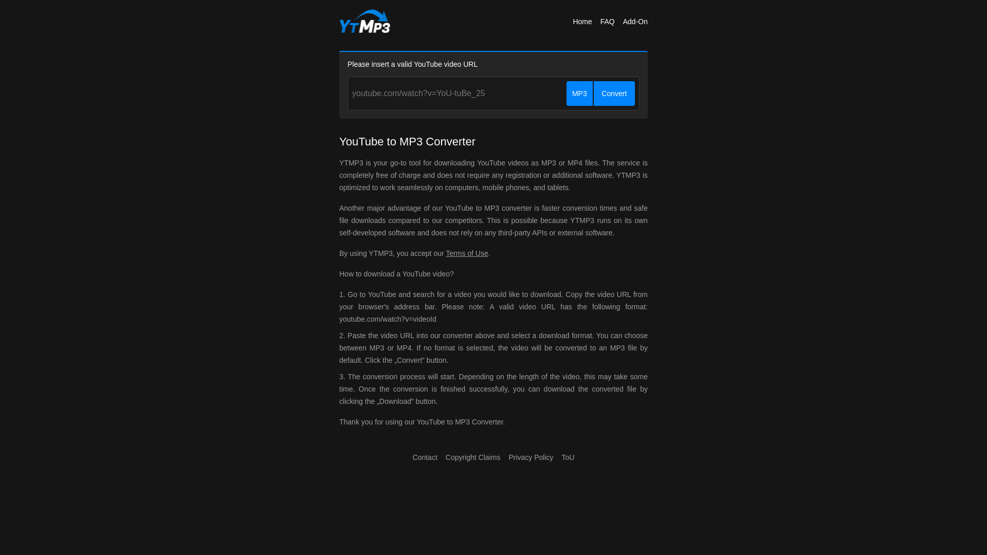 website screenshot of https://ytmp3.sc/