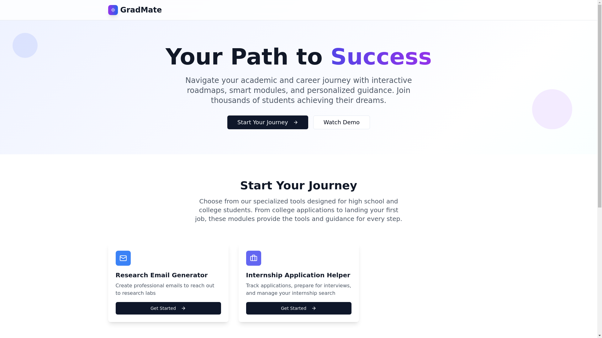 website screenshot of https://gradmate.org/