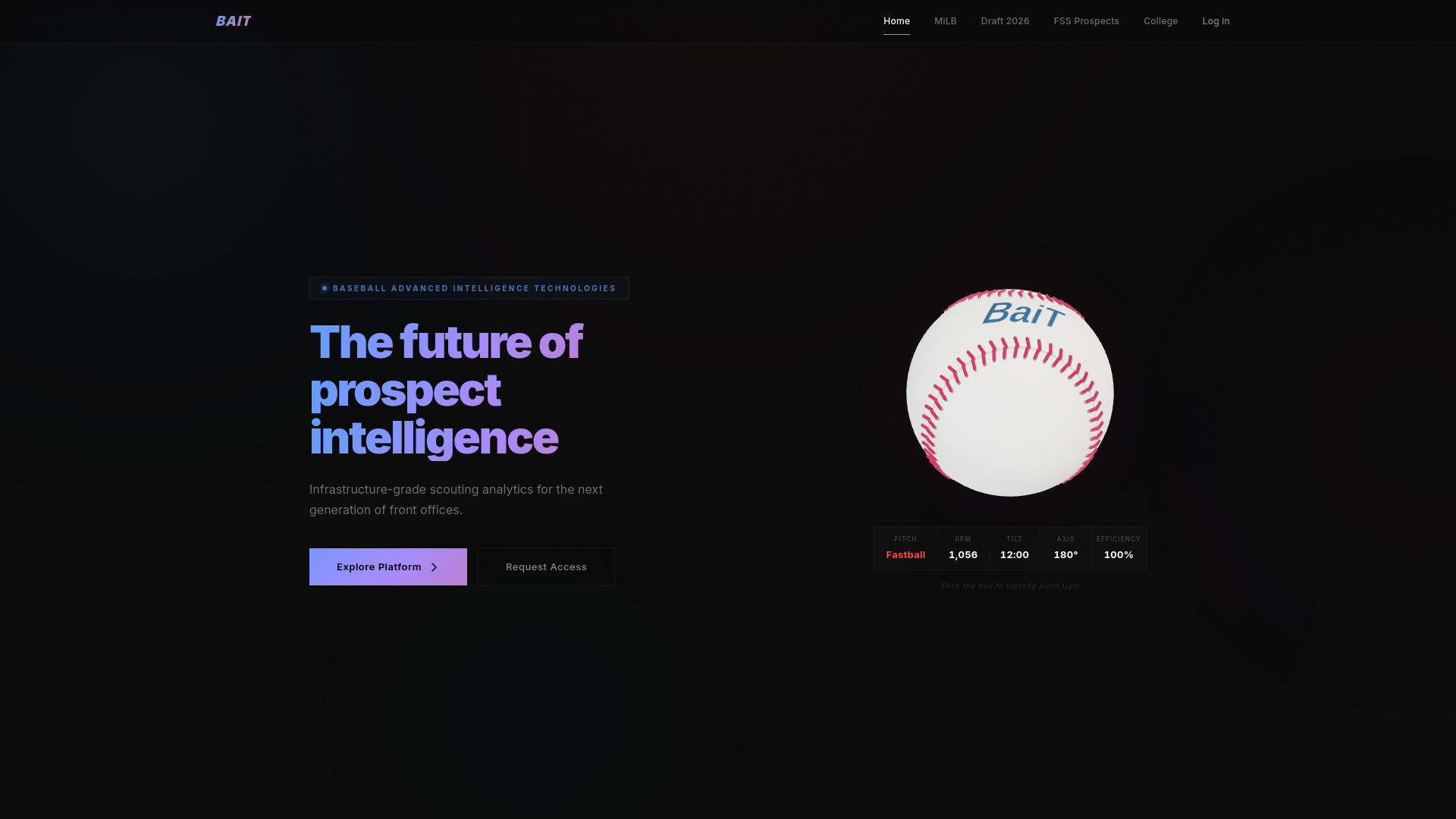 website screenshot of https://baseballterminal.com