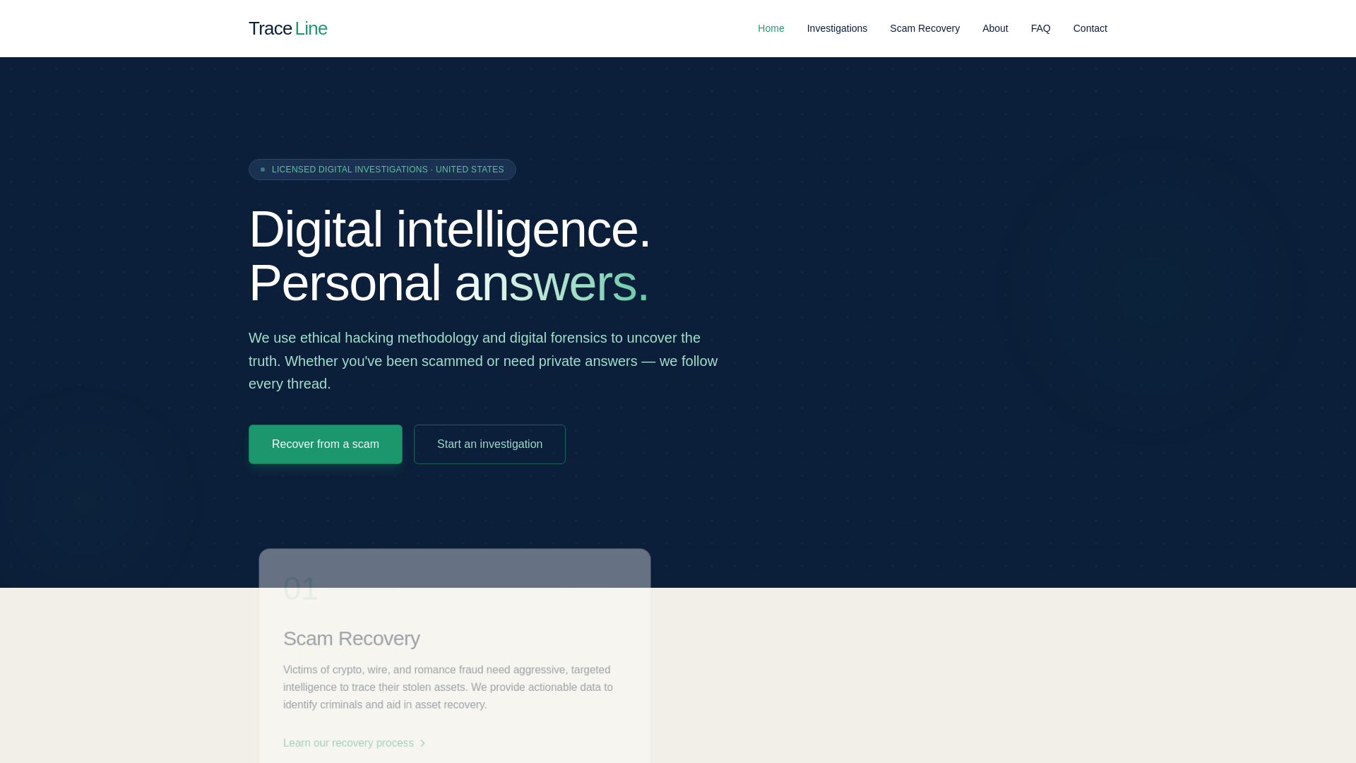 website screenshot of https://traceline.cc/