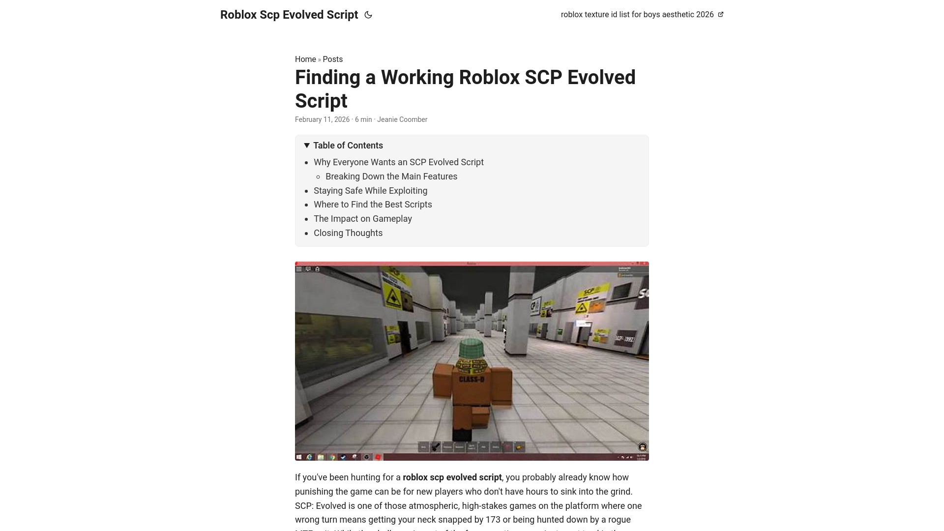 website screenshot of https://roblox-scp-evolved-script.pages.dev/
