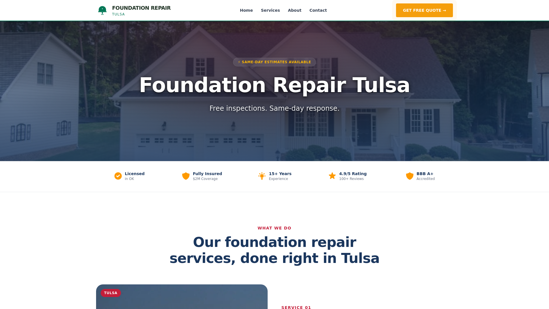 website screenshot of https://foundationrepairtulsa.pages.dev/