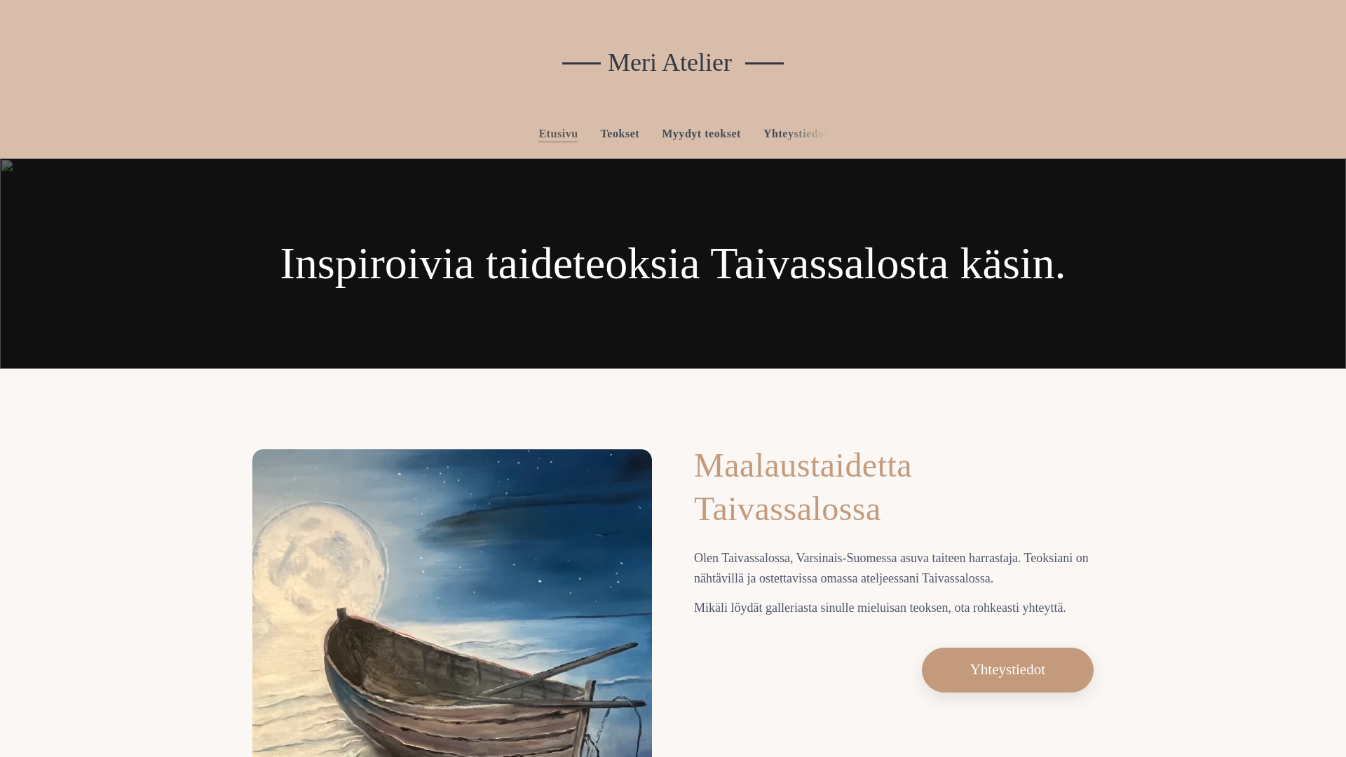 website screenshot of https://meriatelier.fi/
