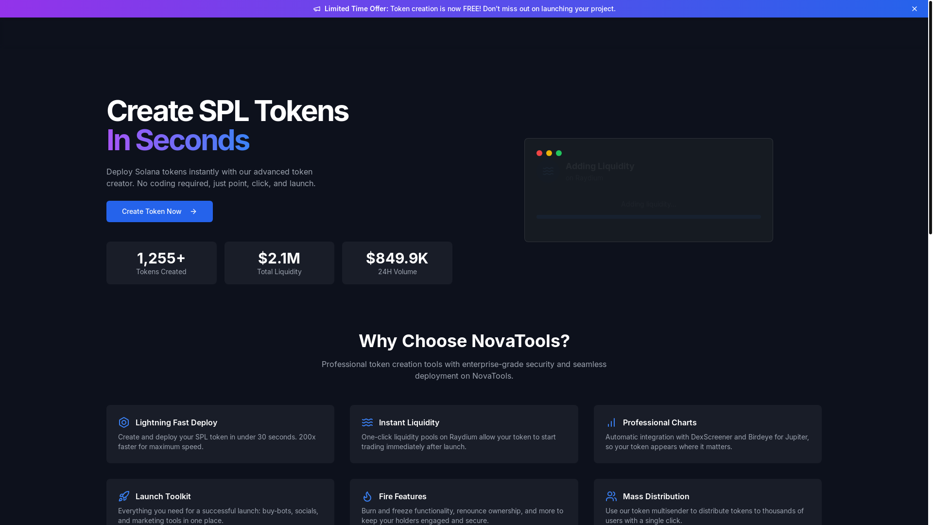 website screenshot of https://novatools.cc/