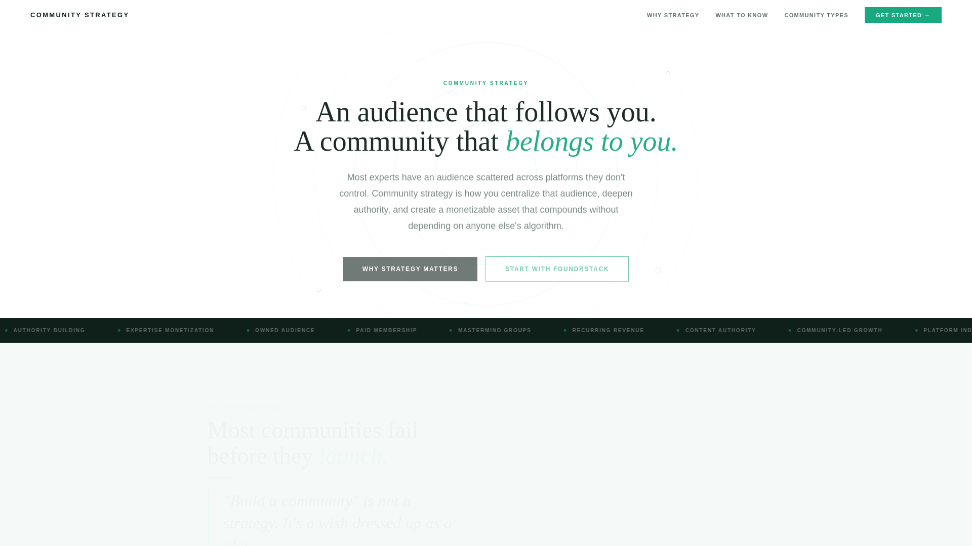 website screenshot of https://communitystrategy.me/