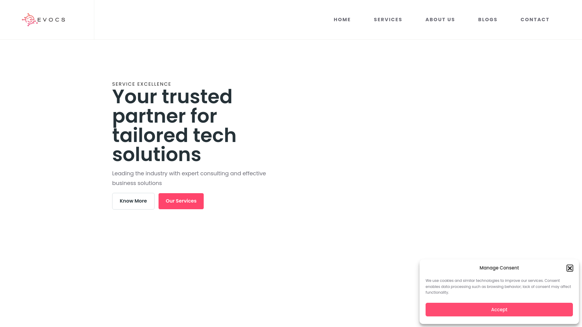 website screenshot of https://evocscanada.com/