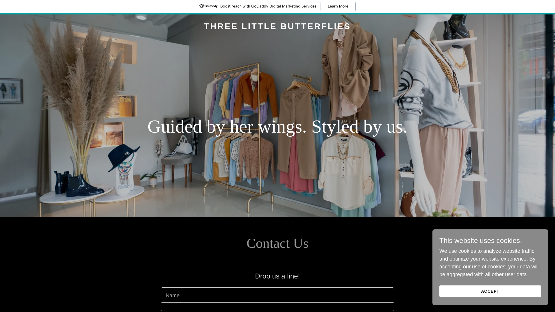 website screenshot of https://threelittlebutterflies.com/