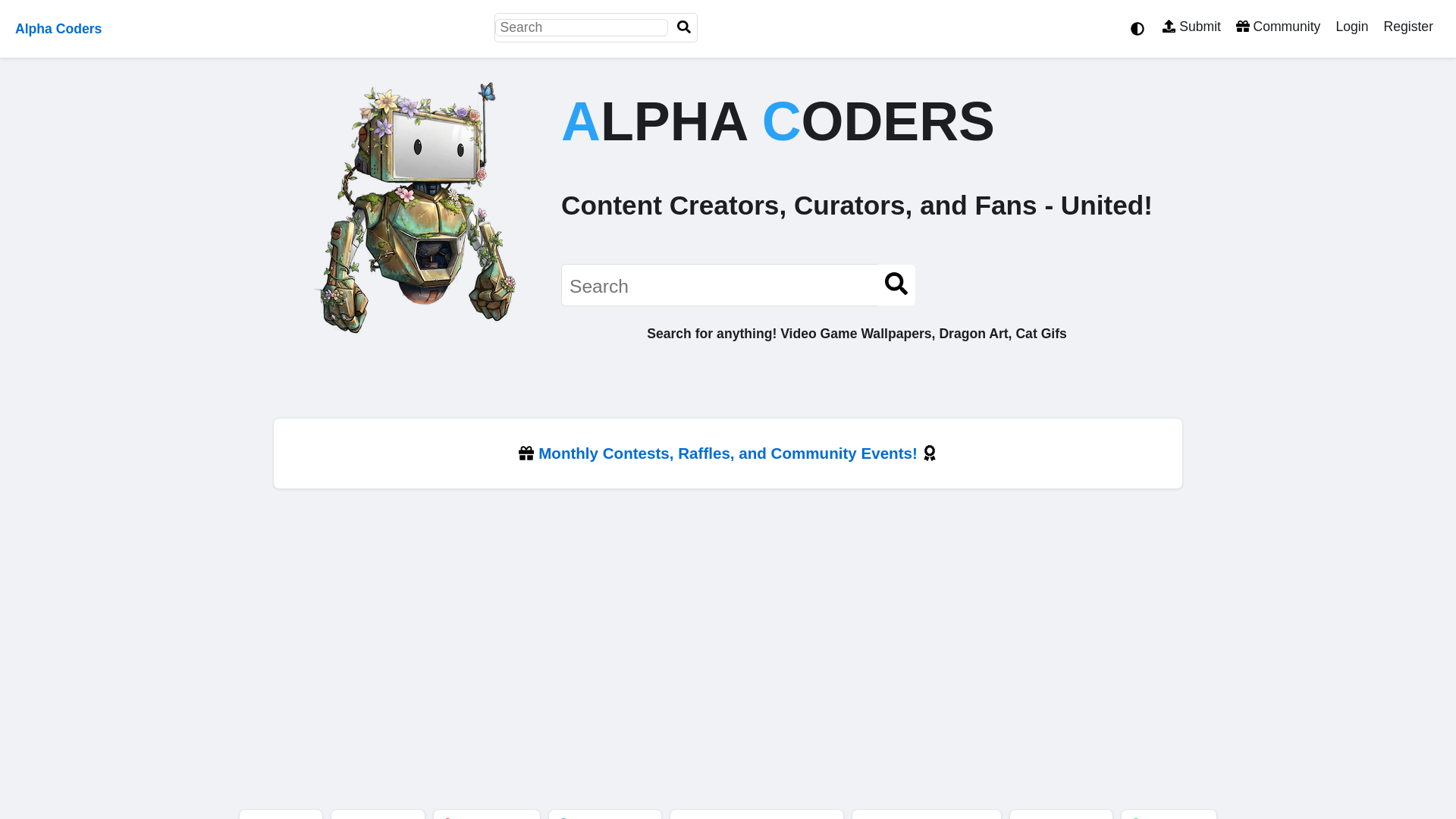 website screenshot of https://alphacoders.com/