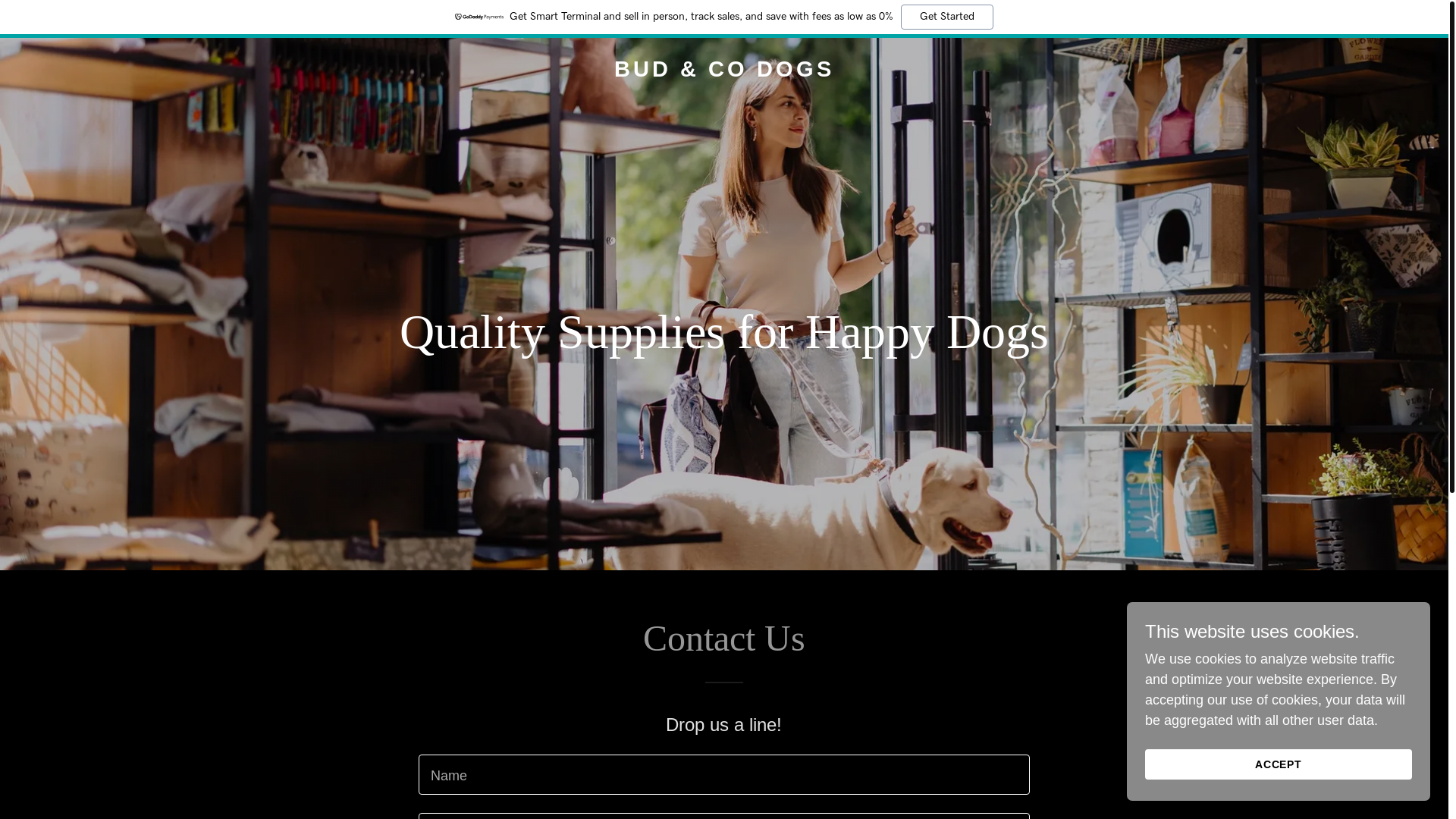 website screenshot of https://budandcodogs.com/