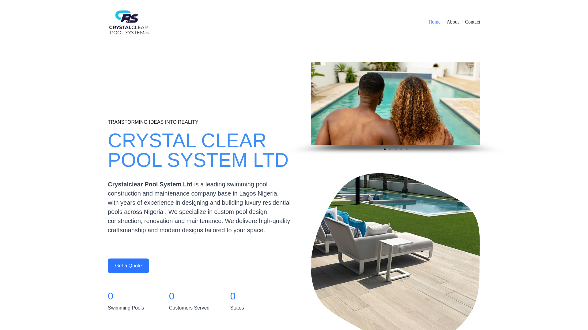 website screenshot of https://crystalclearpoolsystemltd.com