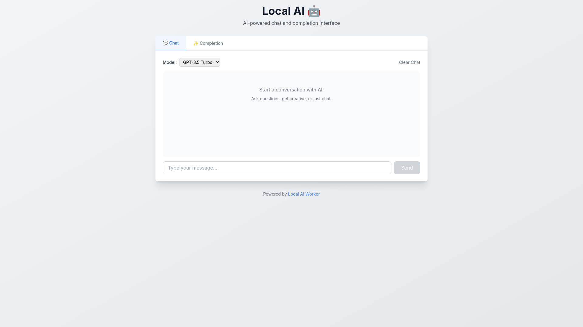 website screenshot of https://local-ai-frontend.pages.dev/