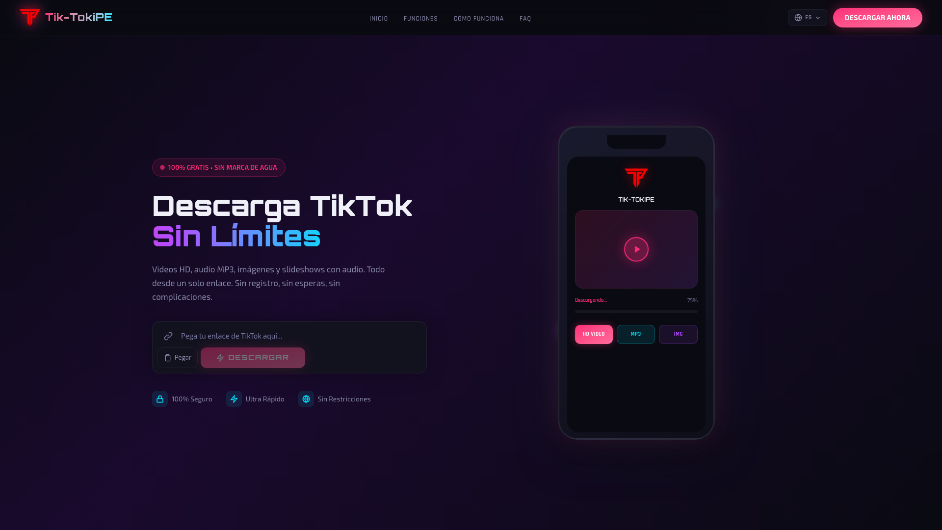 website screenshot of https://tik-tokipe.com/
