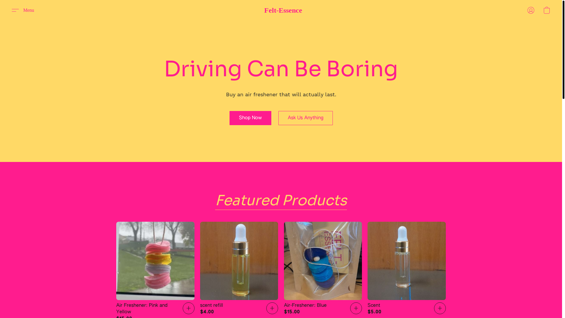 website screenshot of https://felt-essence.com/