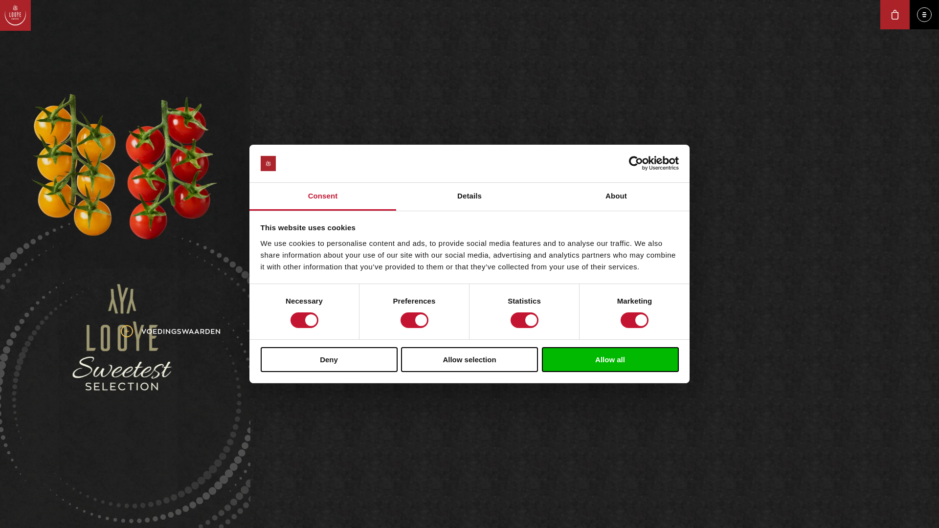 website screenshot of https://looyesunjoytomaten.be/