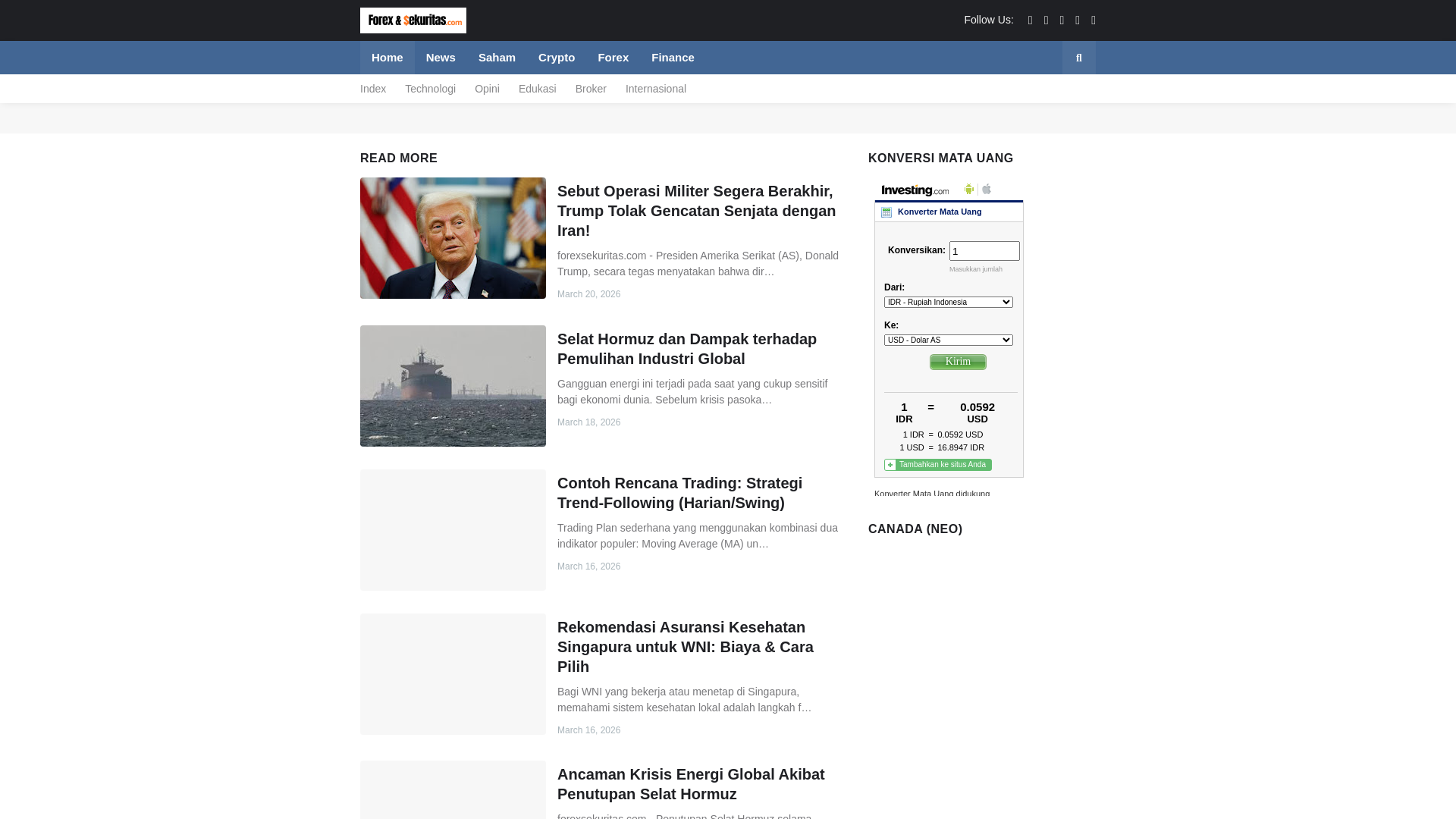 website screenshot of https://forexsekuritas.com/