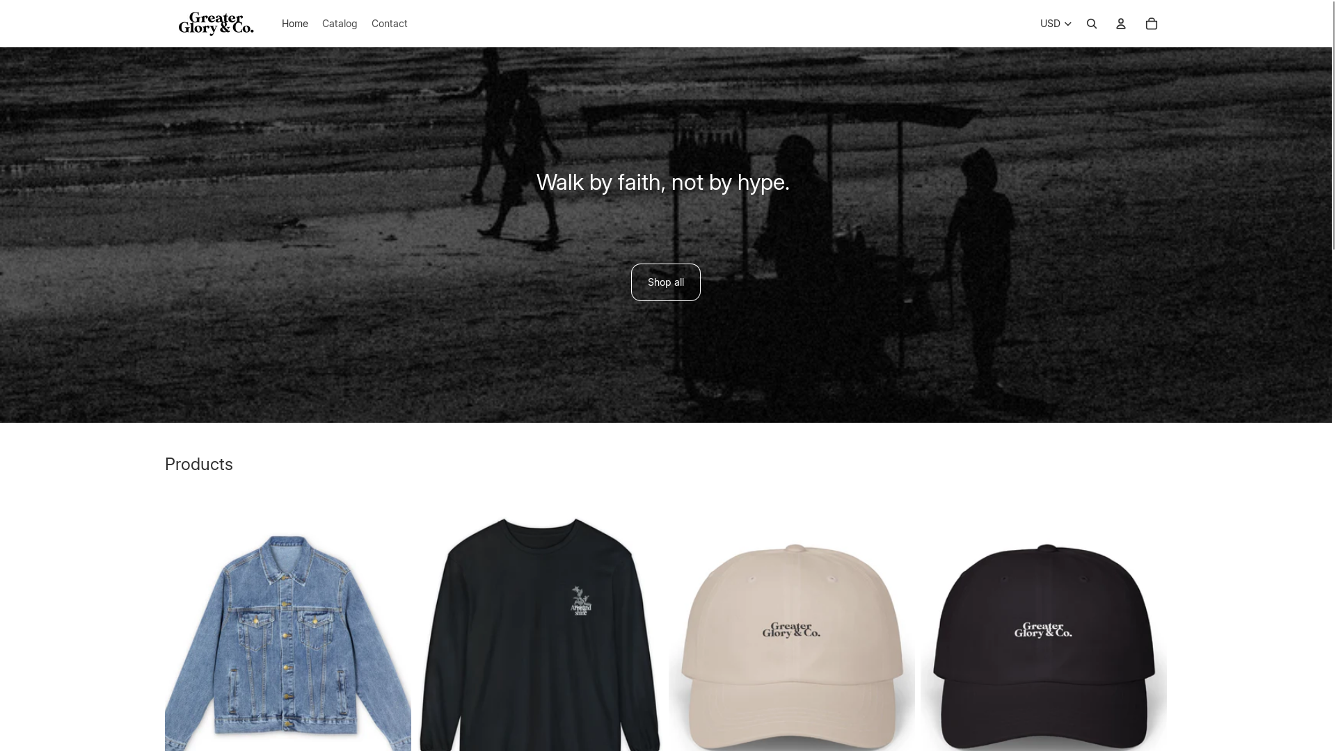 website screenshot of https://greaterglory.shop/