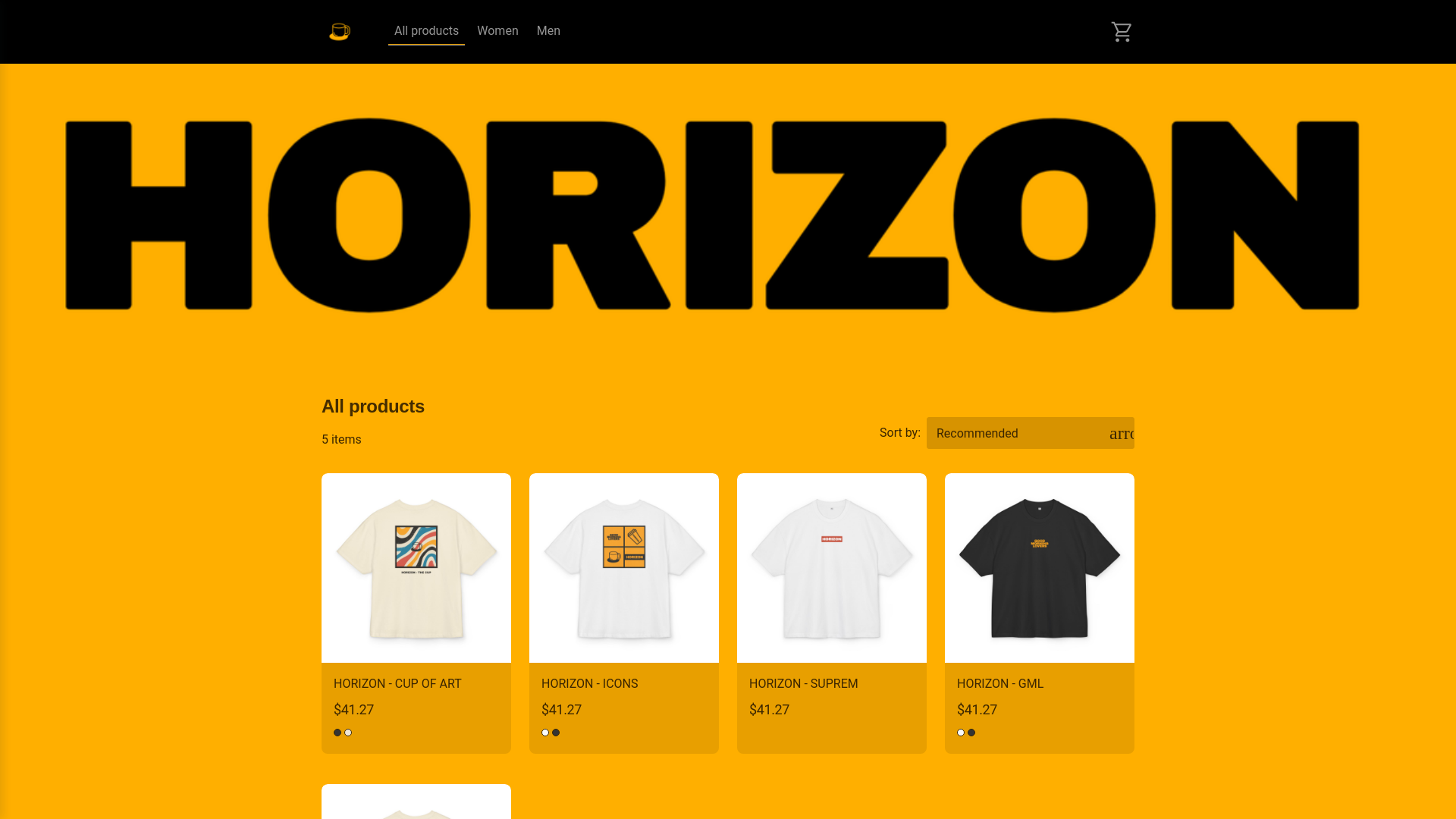 website screenshot of https://horizoncafeshop.fr/