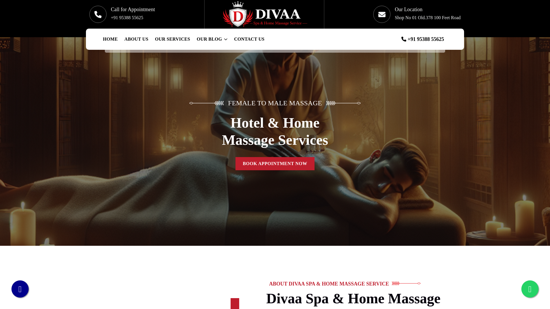 website screenshot of https://divaahomespa.in