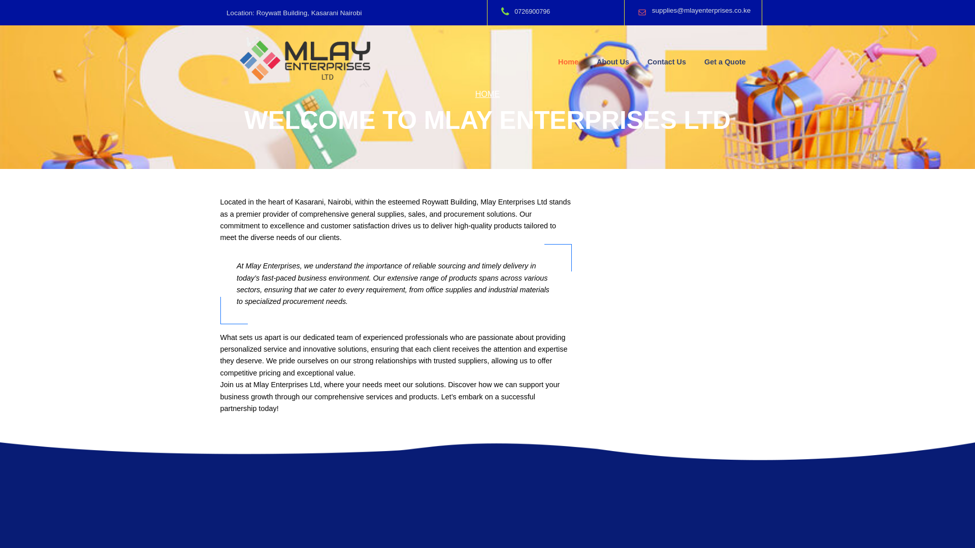 website screenshot of https://mlayenterprises.co.ke