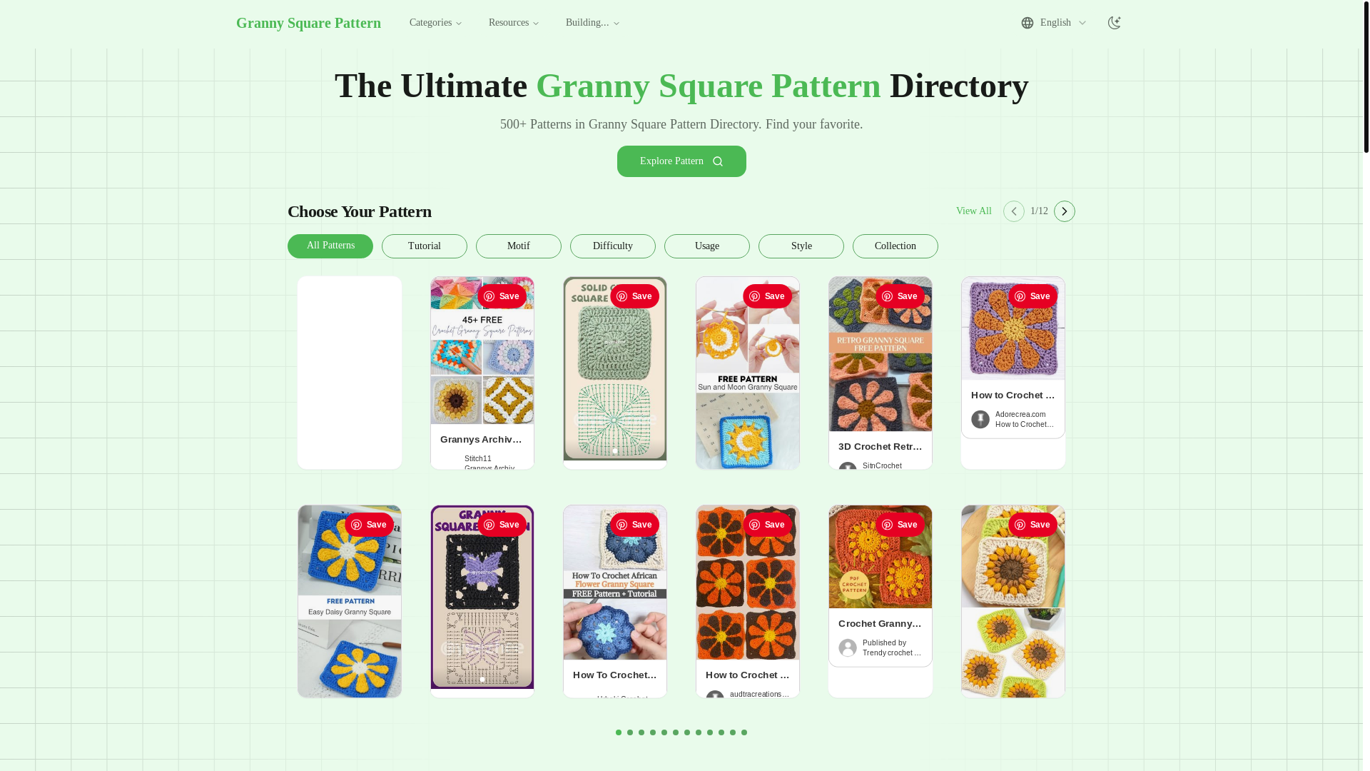 website screenshot of https://grannysquarepattern.pages.dev/