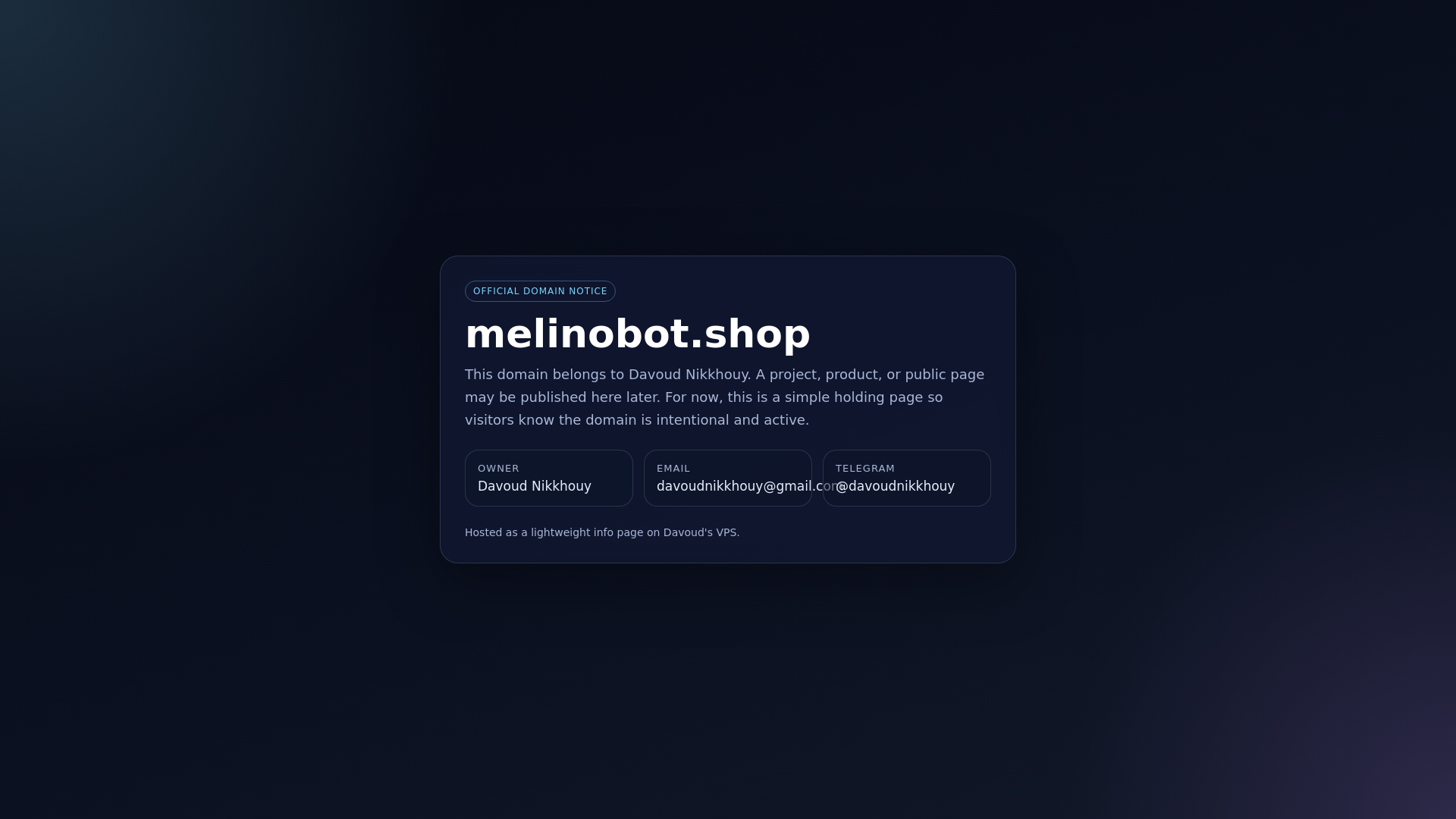 website screenshot of https://melinobot.shop/