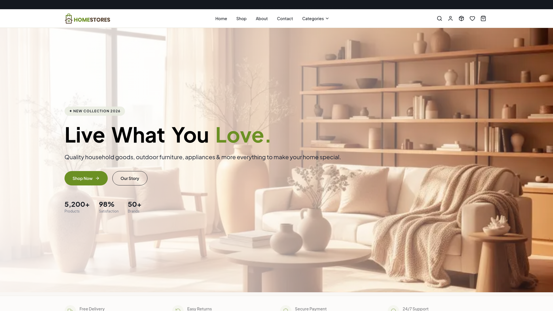 website screenshot of https://homestoress.eu