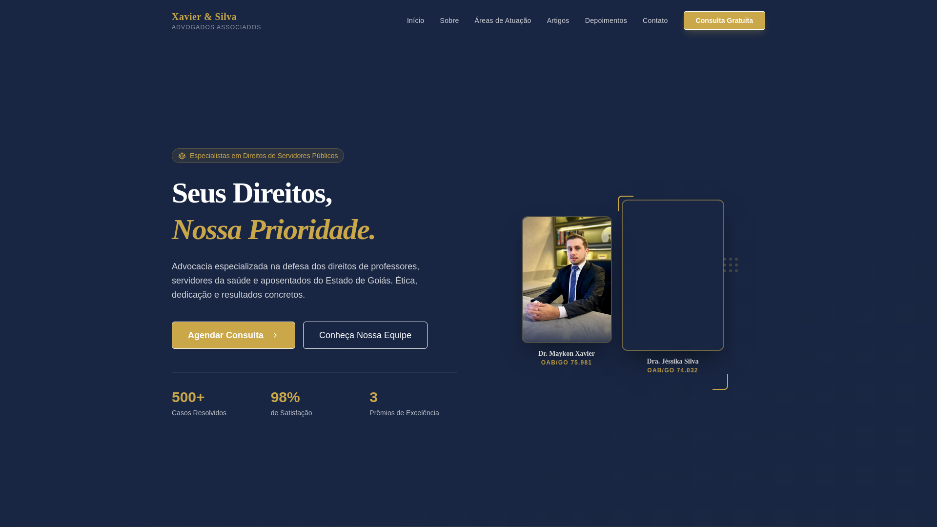 website screenshot of https://xavieresilva.adv.br