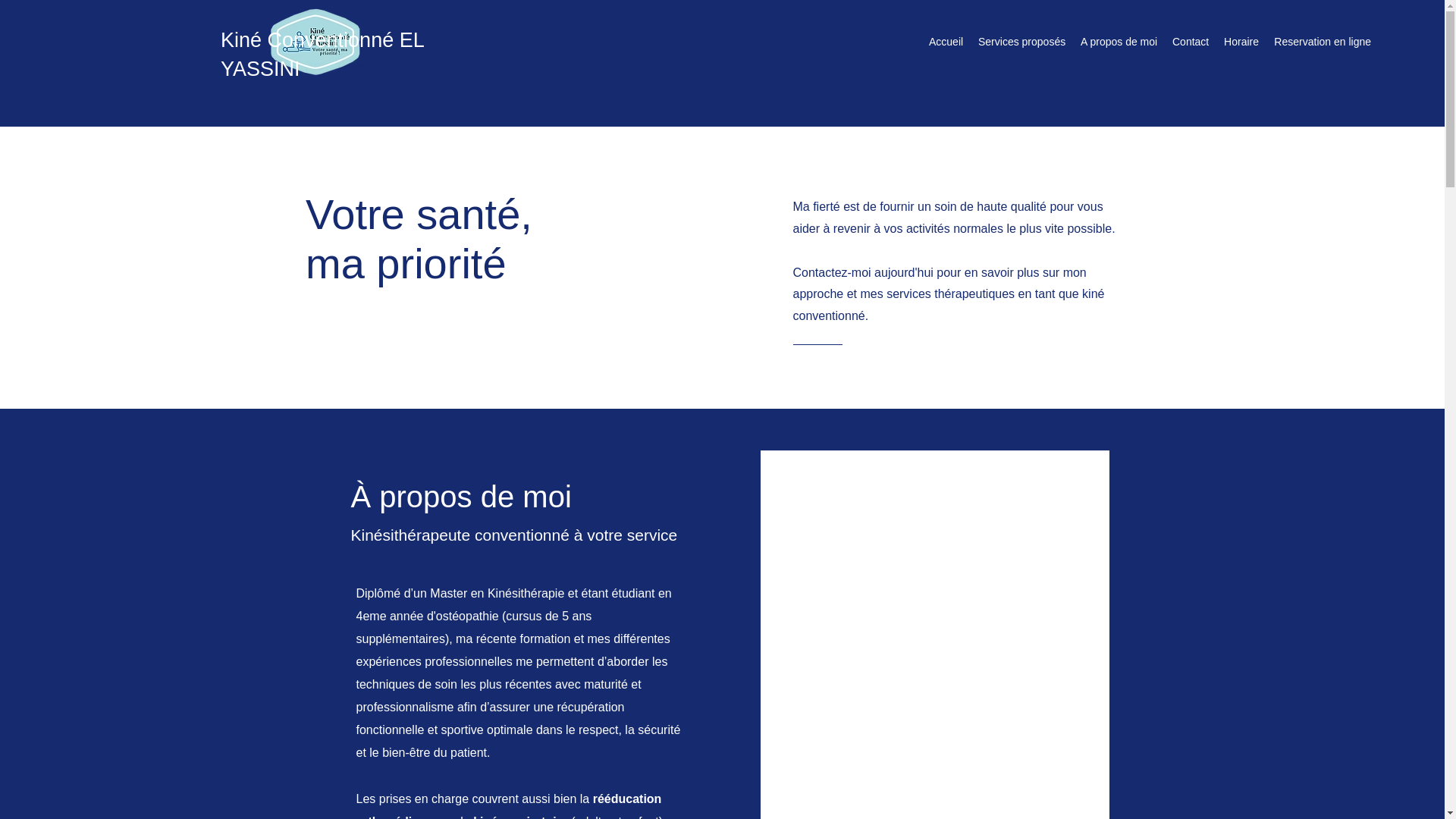 website screenshot of https://kine-conventionne-elyassini.com/