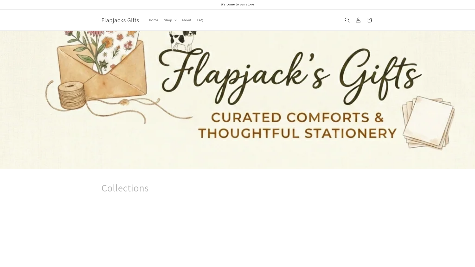 website screenshot of https://flapjacksgifts.com/