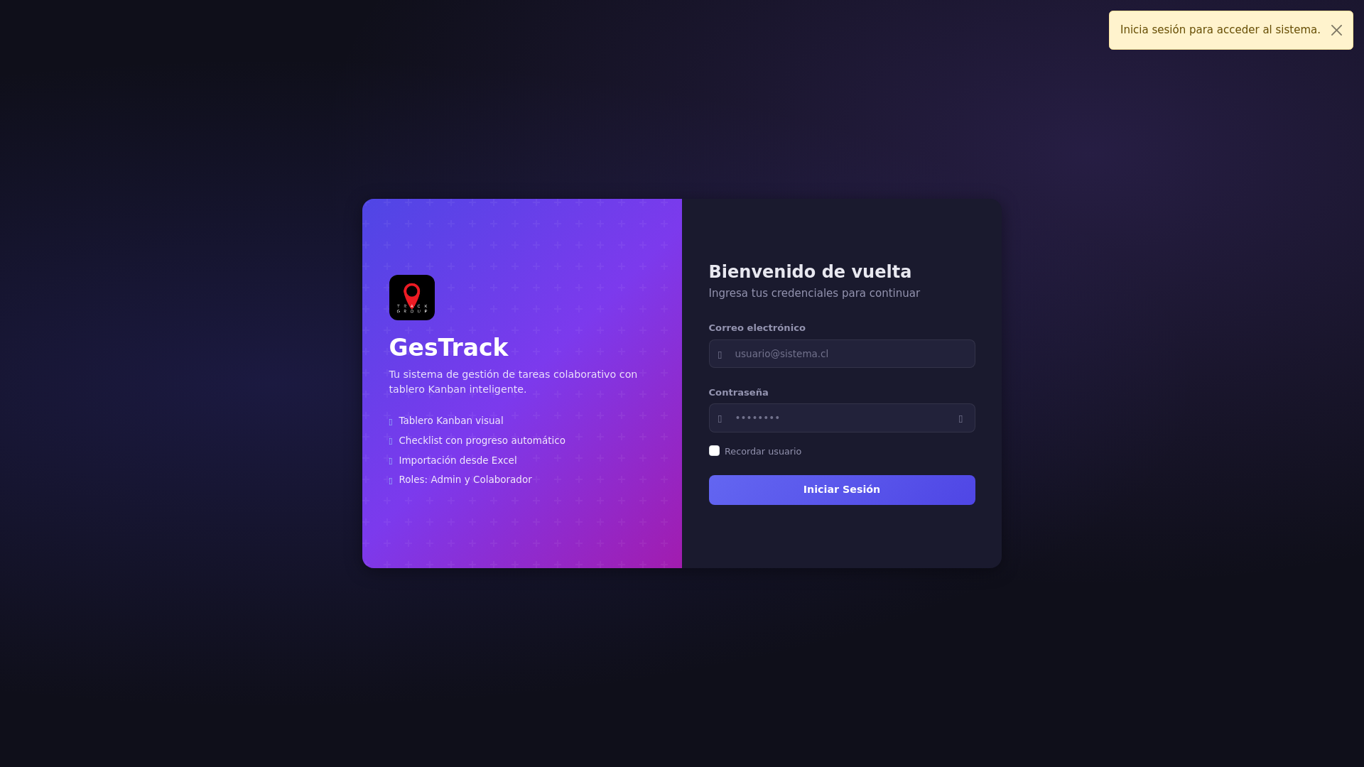 website screenshot of https://tracklabs.cl/