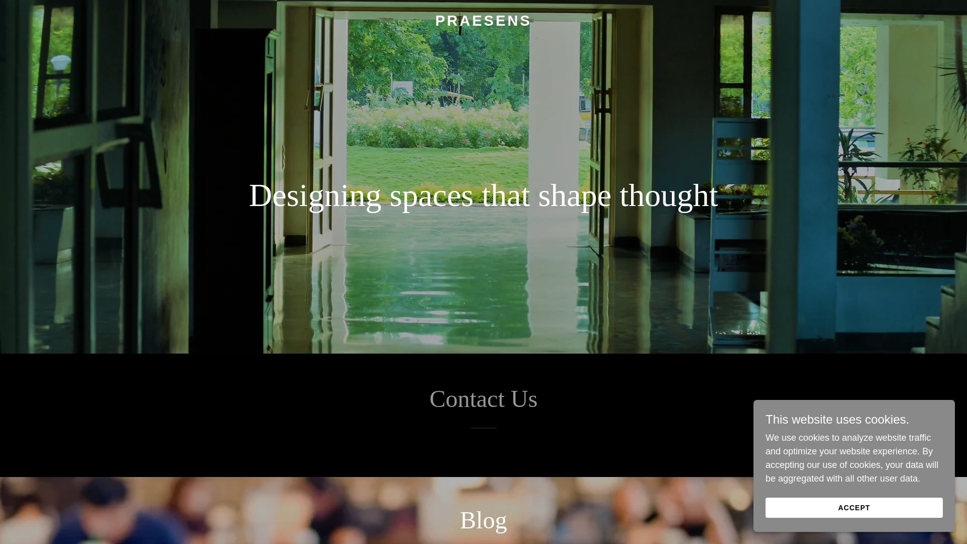 website screenshot of https://praesens.in