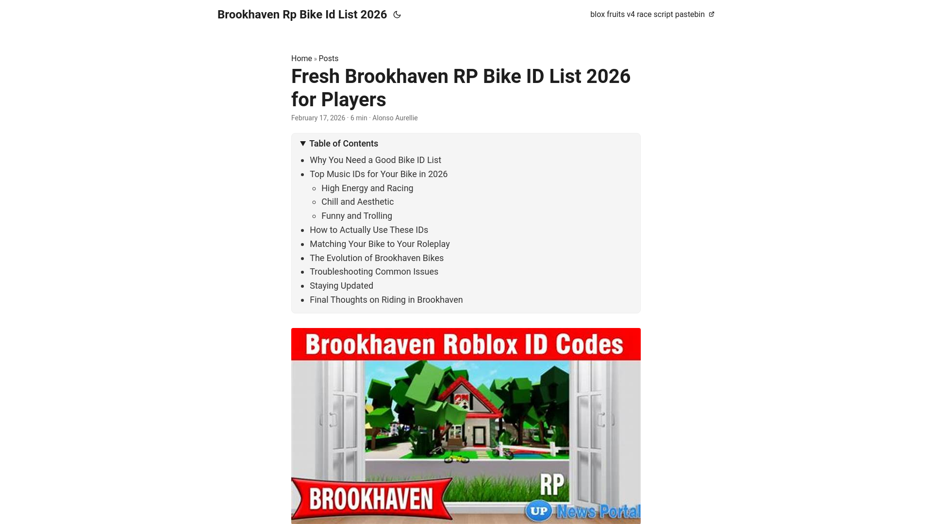 website screenshot of https://brookhaven-rp-bike-id-list-2026.pages.dev/