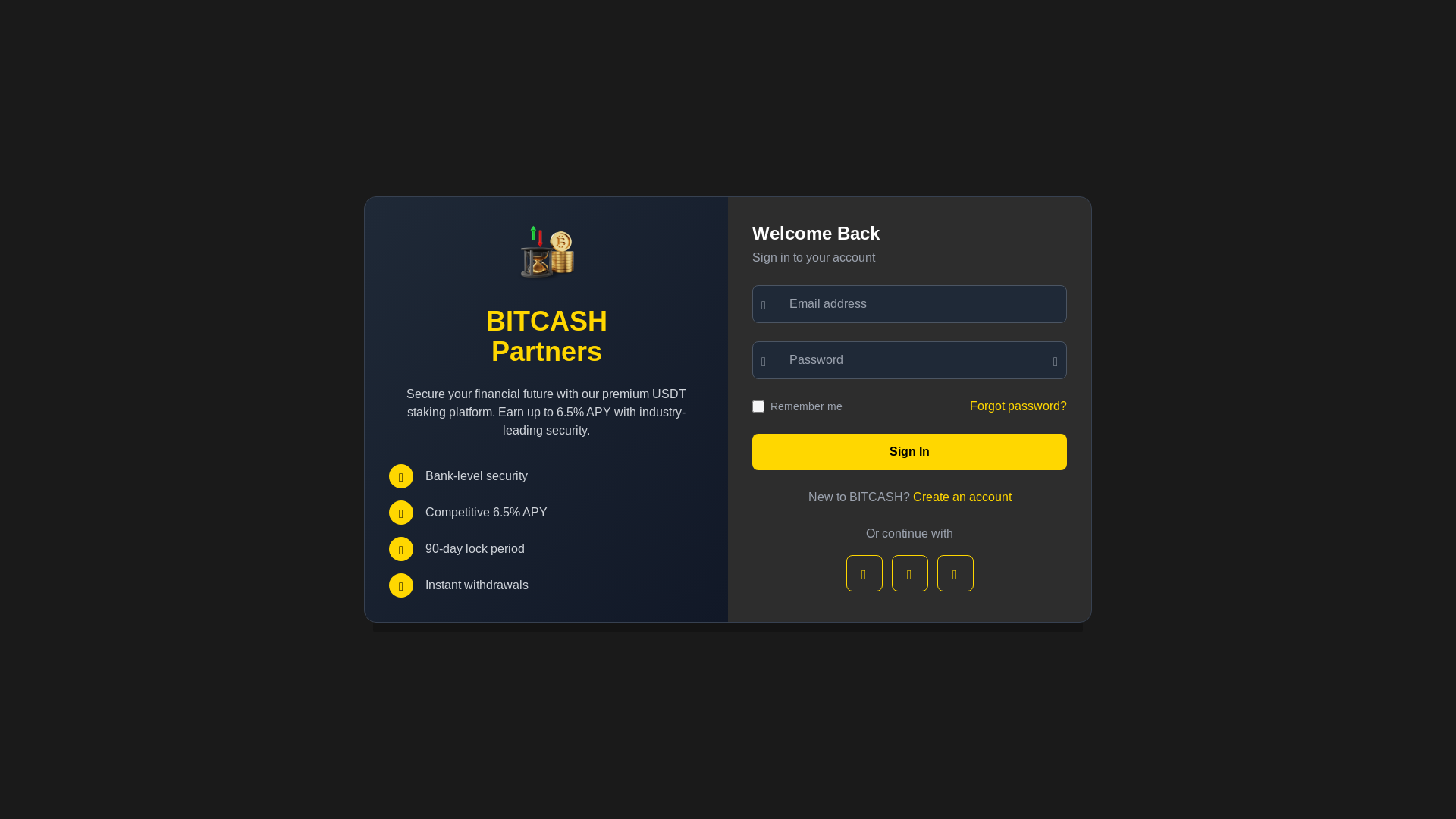 website screenshot of https://bitcashstaking.com/