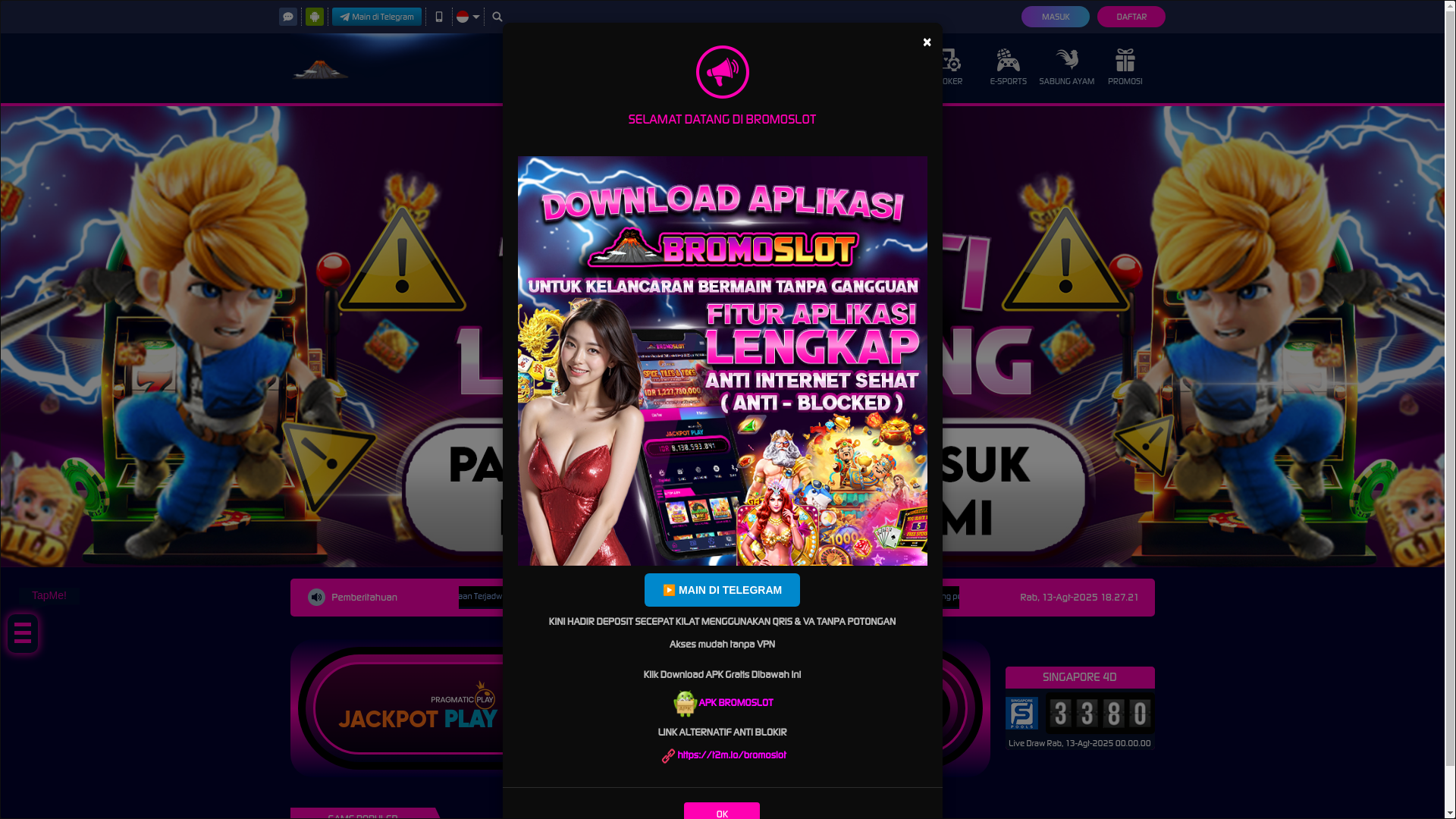 website screenshot of https://bromoslottop.site/