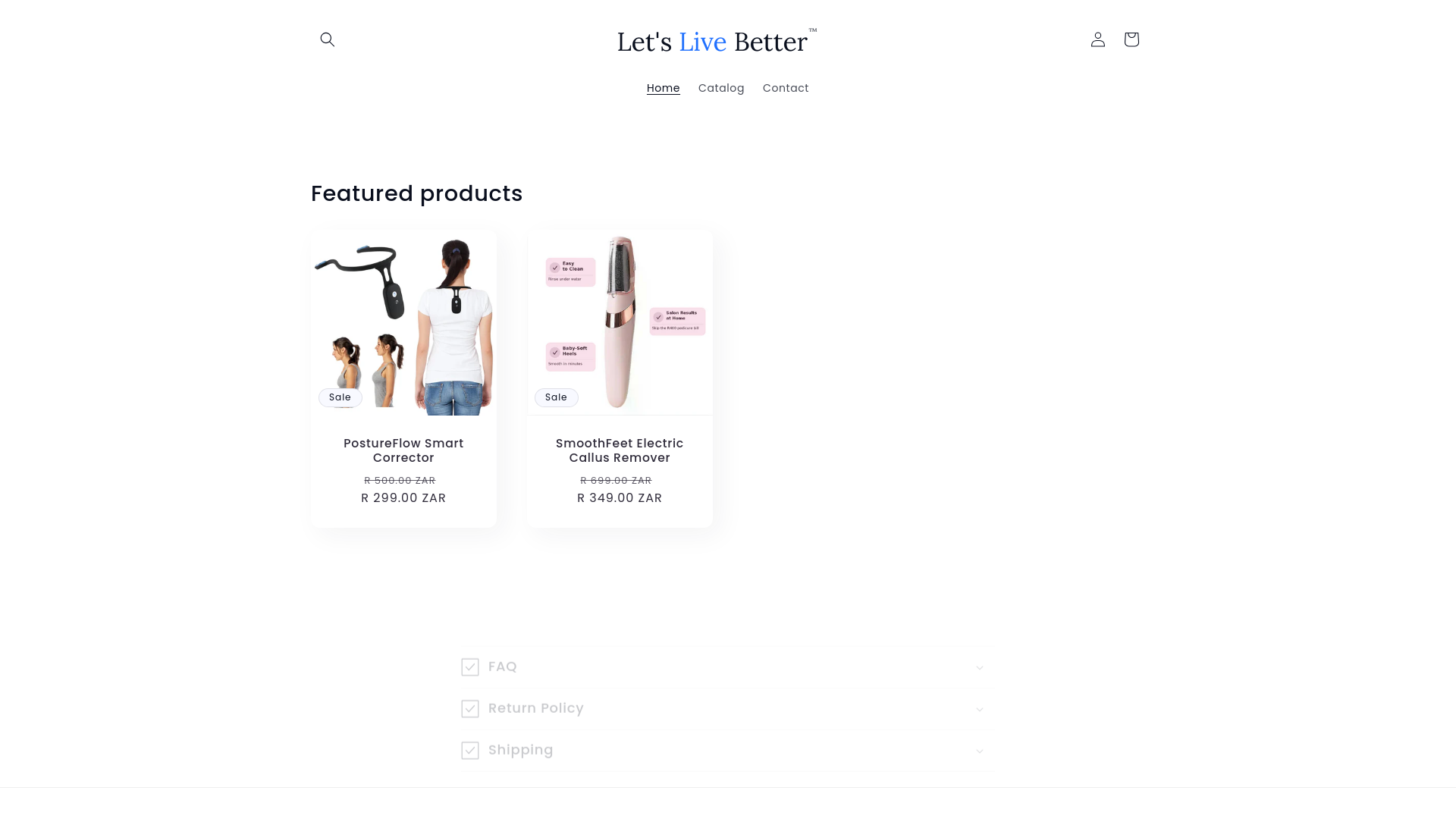 website screenshot of https://letslivebetter.co.za