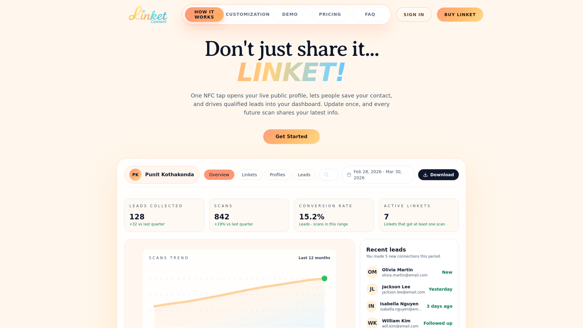 website screenshot of https://linketconnect.com/