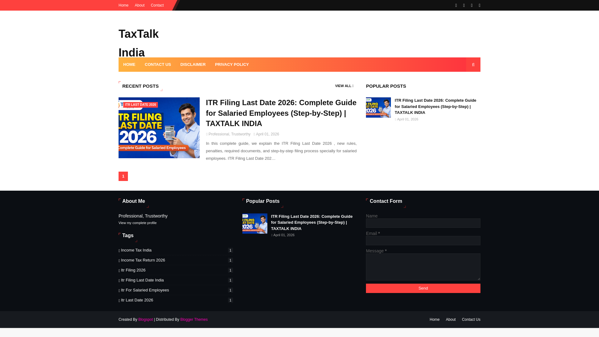 website screenshot of https://taxtalkindia.online