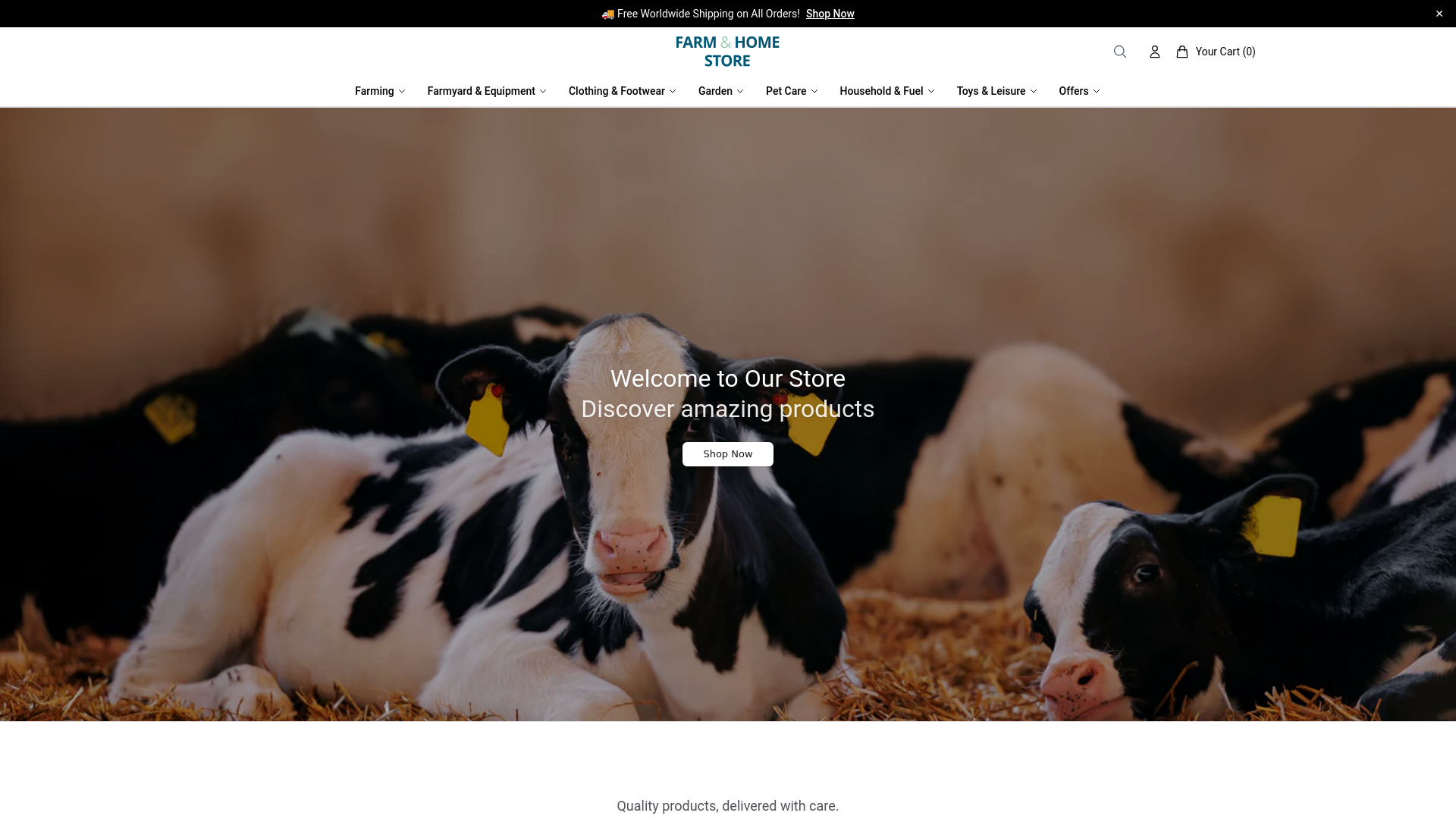 website screenshot of https://farmandhomestoredirect.shop