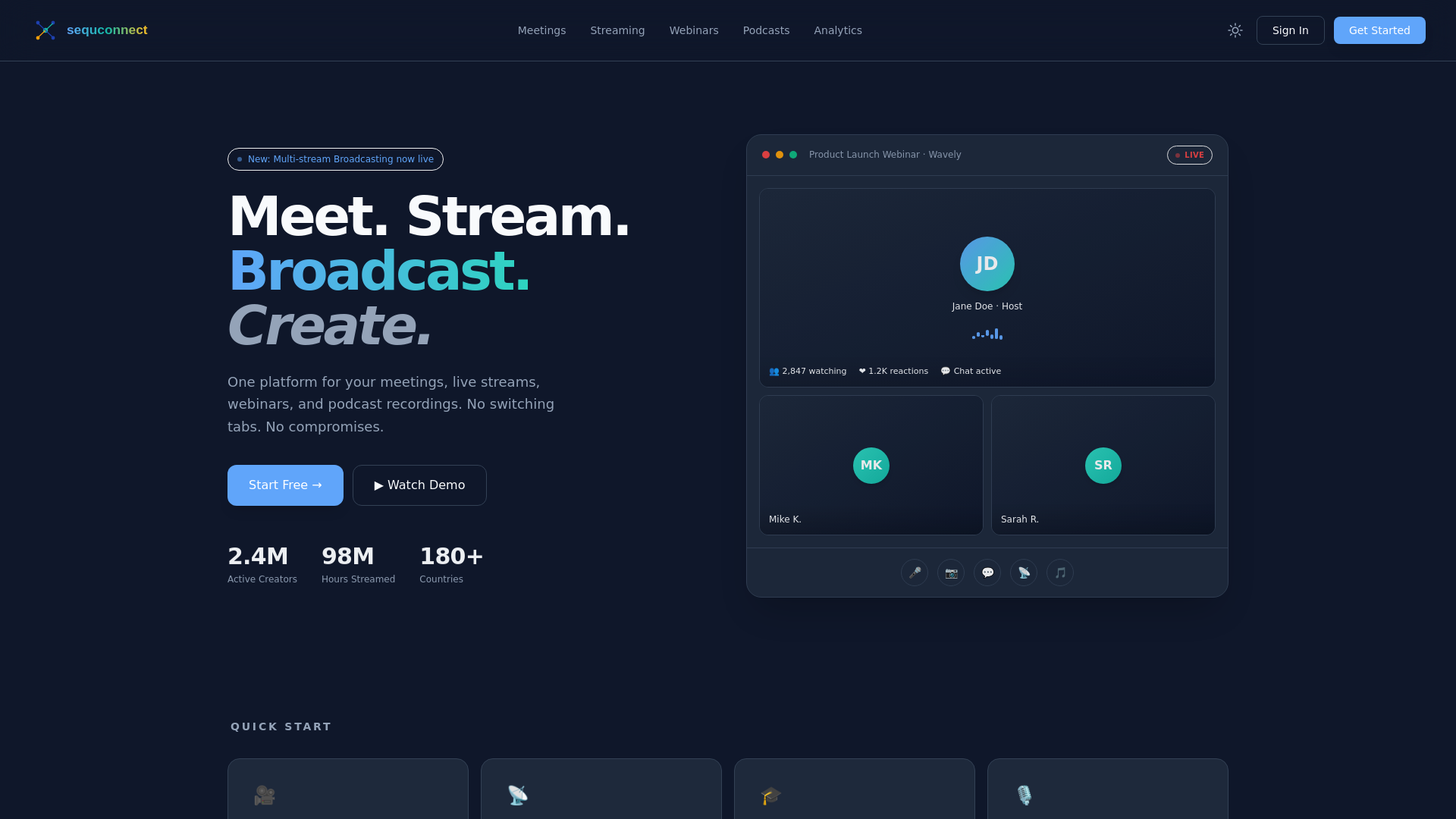 website screenshot of https://sequconnect-dev.pages.dev/